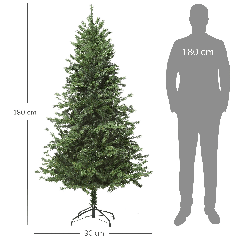 HOMCOM-Albero-di-Natale-Artificiale-da-180cm-con-Base-Pieghevole-e-Rimovibile