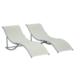 Outsunny Set 2 Sdraio da Giardino Pieghevoli, Lettino Prendisole in Alluminio e Textilene, 61x165x63 cm