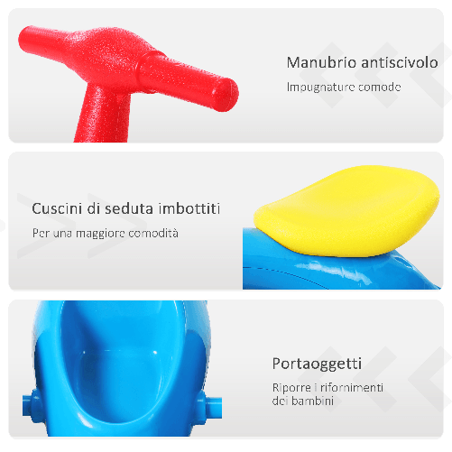 HOMCOM-Bicicletta-Senza-Pedali-per-Bambini-da-18-a-36-Mesi-Rosso-Blu-Giallo