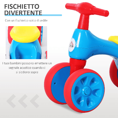 HOMCOM-Bicicletta-Senza-Pedali-per-Bambini-da-18-a-36-Mesi-Rosso-Blu-Giallo