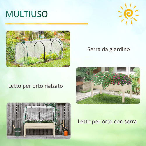 Outsunny-Letto-per-Orto-in-Cassetta-con-Serra-da-Giardino-Portapiante-da-Esterno-in-Legno-e-PE-per-Fiori-e-Verdure