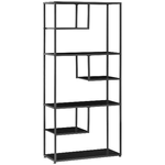 HOMCOM Mobile Libreria a 7 Livelli in Truciolato e Acciaio per Soggiorno, Camera da Letto e Ufficio, 83x34x180 cm, Nero