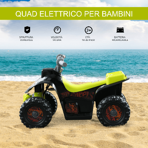 HOMCOM-Quad-elettrico-per-Bambini-con-4-Ruote-Certificato-CE-EN71-1-2-3-EMC-EN62115-Giallo-e-Nero