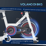 HOMCOM-Cyclette-Professionale-Cyclette-da-Camera-Regolabile-con-Schermo-LCD-e-Portabicchieri-Volano-8kg-Bianco