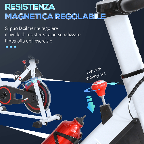 HOMCOM-Cyclette-Professionale-Cyclette-da-Camera-Regolabile-con-Schermo-LCD-e-Portabicchieri-Volano-8kg-Bianco