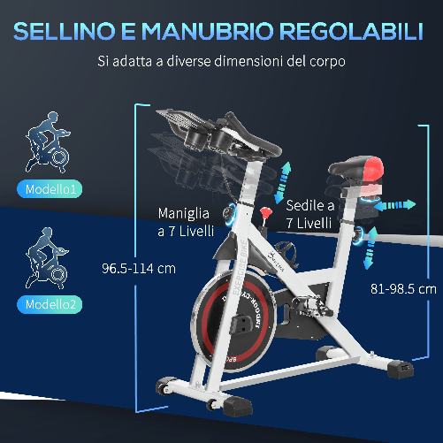 HOMCOM-Cyclette-Professionale-Cyclette-da-Camera-Regolabile-con-Schermo-LCD-e-Portabicchieri-Volano-8kg-Bianco