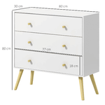 HOMCOM-Cassettiera-3-Cassetti-con-Maniglie-in-Truciolato-e-Legno-di-Pino-per-Soggiorno-e-Camera-80x30x80-cm-Bianco