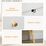 HOMCOM-Cassettiera-3-Cassetti-con-Maniglie-in-Truciolato-e-Legno-di-Pino-per-Soggiorno-e-Camera-80x30x80-cm-Bianco