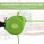 Outsunny-Rullo-Avvolgitubo-Riavvolgimento-Automatico-con-Ugello-Multifunzionale-Giardino-20m