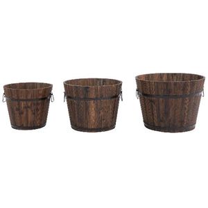 Outsunny Set di 3 Vasi Secchielli per Piante Fiori , Set Vasi da Esterno in Legno di Diverse Dimensioni