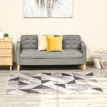 HOMCOM-Tappeto-Moderno-Pelo-Corto-con-Triangoli-in-Poliestere-per-Interni-200x140cm-Grigio-Nero-e-Bianco