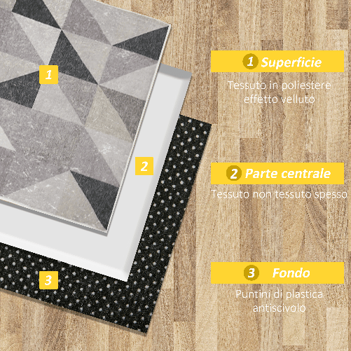 HOMCOM-Tappeto-Moderno-Pelo-Corto-con-Triangoli-in-Poliestere-per-Interni-200x140cm-Grigio-Nero-e-Bianco