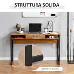 HOMCOM-Scrivania-in-Metallo-e-MDF-Stile-Industriale-con-Mensole-e-Cassetto-120x60x76cm-Nero-Marrone