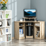 HOMCOM-Scrivania-Angolare-Porta-Pc-con-ripiano-per-Monitor-Rovere