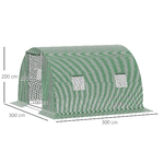 Outsunny-Serra-a-Tunnel-da-Esterno-3x3x2m-con-Copertura-in-PE-Porta-con-Cerniera-e-4-Finestre-Verde