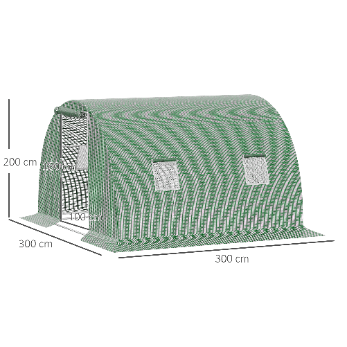 Outsunny-Serra-a-Tunnel-da-Esterno-3x3x2m-con-Copertura-in-PE-Porta-con-Cerniera-e-4-Finestre-Verde