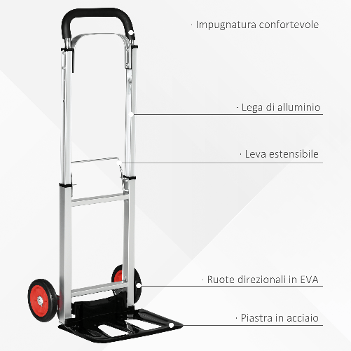 DURHAND-Carrello-Portapacchi-Pieghevole-in-Alluminio-e-Acciaio-con-Maniglia-Telescopica-e-2-Ruote-in-EVA-40x41x107-cm