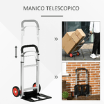 DURHAND-Carrello-Portapacchi-Pieghevole-in-Alluminio-e-Acciaio-con-Maniglia-Telescopica-e-2-Ruote-in-EVA-40x41x107-cm