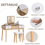 HOMCOM-Tavolo-da-Trucco-Moderno-in-Legno-con-Specchio-Organizer-Gioielli-e-Sgabello