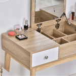 HOMCOM-Tavolo-da-Trucco-Moderno-in-Legno-con-Specchio-Organizer-Gioielli-e-Sgabello