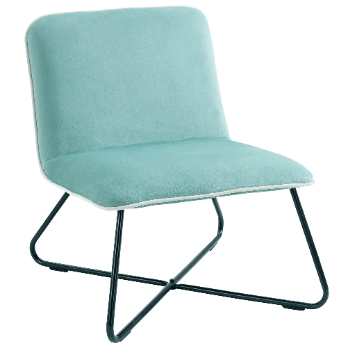 HOMCOM-Poltrona-in-Velluto-Stile-Nordico-Senza-Braccioli-con-Base-in-Metallo-Incrociata-55x69x68cm-Verde