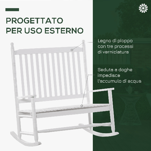 Outsunny-Sedia-a-Dondolo-2-Posti-in-Legno-con-Schienale-Alto-e-Braccioli-117x85x120-cm-Bianco