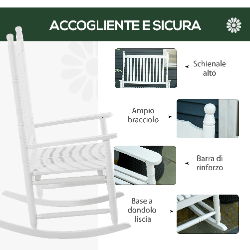 Outsunny-Sedia-a-Dondolo-2-Posti-in-Legno-con-Schienale-Alto-e-Braccioli-117x85x120-cm-Bianco
