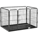 PawHut Box per Cani in Metallo con Porta e Vassoio sul Fondo, 109x74x71cm, Grigio