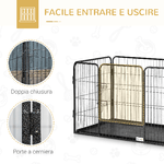 PawHut-Box-per-Cani-in-Metallo-con-Porta-e-Vassoio-sul-Fondo-109x74x71cm-Grigio