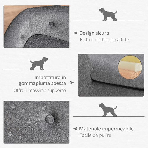 PawHut-Cuccia-per-Cani-di-Taglia-Piccola-Divanetto-per-Cani-da-Interno-con-Cuscino-Lavabile-70x47x30cm---Grigio-Antracite