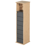 HOMCOM Mobiletto a Colonna per il Bagno Bambù e Legno Grigio 18 x 18 x 75cm