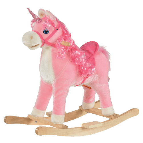 HOMCOM-Cavallo-a-Dondolo-per-Bambini-36-72-Mesi---Rosa