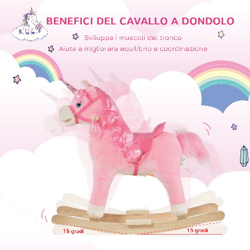 HOMCOM-Cavallo-a-Dondolo-per-Bambini-36-72-Mesi---Rosa