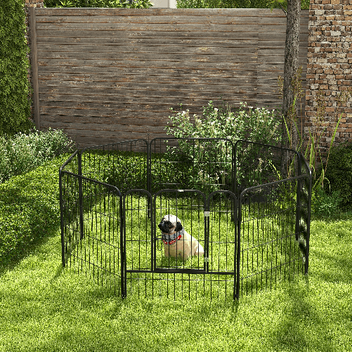 PawHut-Recinto-per-Cani-e-per-Cuccioli-Recinto-Modulare-per-Cani-da-Interno-ed-Esterno-in-Metallo-e-Acciaio-8-Pannelli-79x79cm