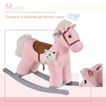 HOMCOM-Cavallo-a-Dondolo-in-Legno-e-Peluche-con-Suoni-e-Orsetto-Incluso-per-Bimbi-da-18-36-Mesi-65x26x55cm-Rosa