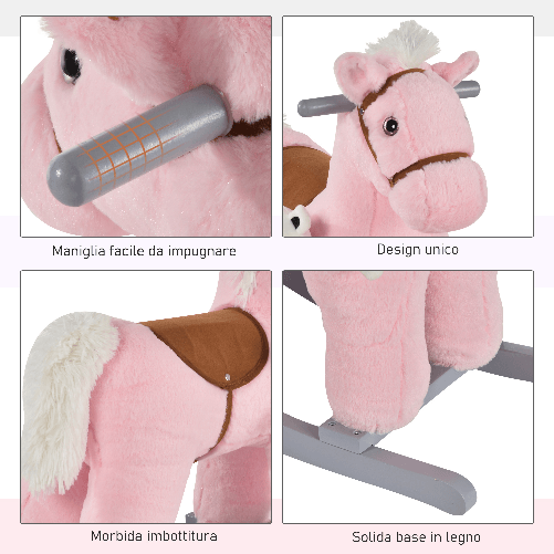 HOMCOM-Cavallo-a-Dondolo-in-Legno-e-Peluche-con-Suoni-e-Orsetto-Incluso-per-Bimbi-da-18-36-Mesi-65x26x55cm-Rosa