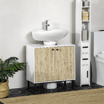 kleankin-Mobile-Bagno-Sotto-Lavabo-a-2-Ante-con-Ripiano-Interno-in-Truciolato-e-Acciaio-60x30x60-cm-Bianco-e-Rovere