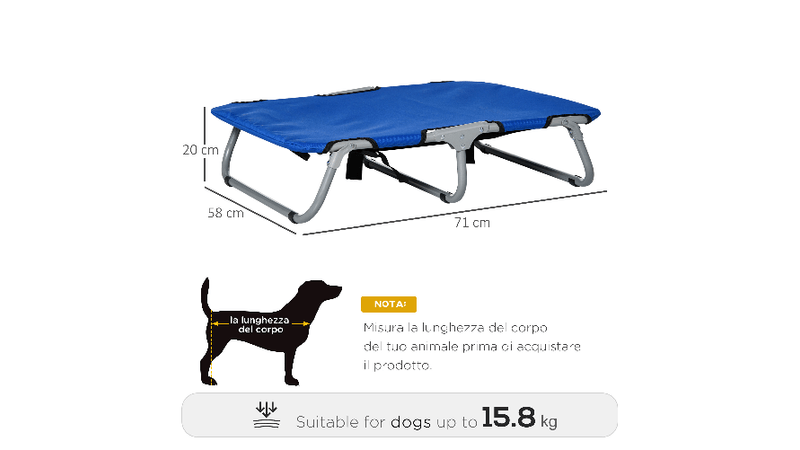 PawHut Brandina per Cani Cuccia Lettino Rialzata Pieghevole per Esterno  Interno 71 × 58 × 20cm - PagineGialle Shop