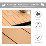 Outsunny-Tavolo-da-Giardino-per-6-Persone-in-Alluminio-e-Plastica-Nero-e-Color-Legno