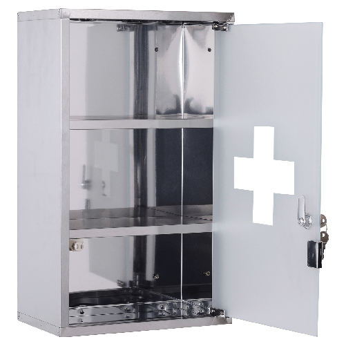 HOMCOM-Armadietto-medicinali-50x30x18cm-Cassetta-Mobile-Bagno-Primo-Soccorso-in-Acciaio-Inox-con-Serratura