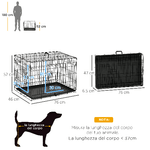 PawHut-Gabbia-per-Animali-Domestici-Trasportino-per-Cani-e-Gatti-Pieghevole-in-Acciaio-Doppia-Apertura-76-×-46-×-52cm-Nero