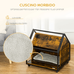 PawHut-Cuccia-per-Gatti-da-Interno-con-Cuscino-Lavabile-Casetta-per-Gatti-in-Legno-e-Acciaio-Stile-Industriale-con-4-Ruote---Marrone-Rustico