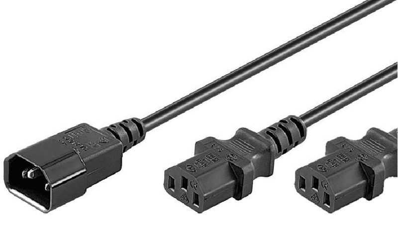 Microconnect-2-x-C13-C14-0.6-m-Nero-06-m-Accoppiatore-C14-2-x-Attacco-C13--Power-Cord-C13x2---C14-06m---Y-Extension-Cabl