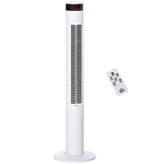 HOMCOM Ventilatore a Colonna con 3 Velocità e 4 Modalità, Timer di 12h, Pannello LED e Telecomando, Bianco