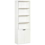 HOMCOM Libreria Moderna 4 Ripiani con Armadietto a 2 Ante in Legno, 59x29x180cm, Bianca