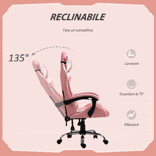 Vinsetto-Sedia-da-Gaming-Ergonomica-con-Altezza-Regolabile-e-Reclinabile---Rosa