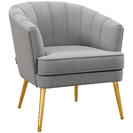 HOMCOM Poltrona in Velluto Imbottita con Gambe Dorate in Poliestere e Acciaio, 71x72x75cm, Grigio