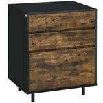 HOMCOM-Cassettiera-con-3-Cassetti-in-Truciolato-dallo-Stile-Rustico-60x45x75cm-Marrone-e-nero