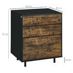 HOMCOM-Cassettiera-con-3-Cassetti-in-Truciolato-dallo-Stile-Rustico-60x45x75cm-Marrone-e-nero