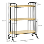 HOMCOM-Carrello-da-Cucina-Multiuso-a-3-Livelli-in-Truciolato-e-Acciaio-con-Maniglia-e-4-Ruote-79x38x95-cm